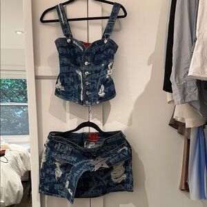 Heaven by Marc Jacobs Denim Corset and Skirt Set